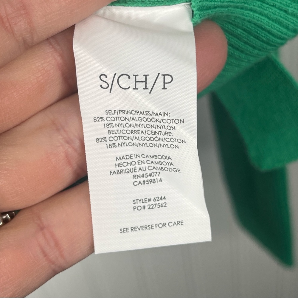 CAbi New Vibrant Green V-Neck Wrap Sweater Ribbed Cocktail Cardigan Long Sleeve - Picture 6 of 8